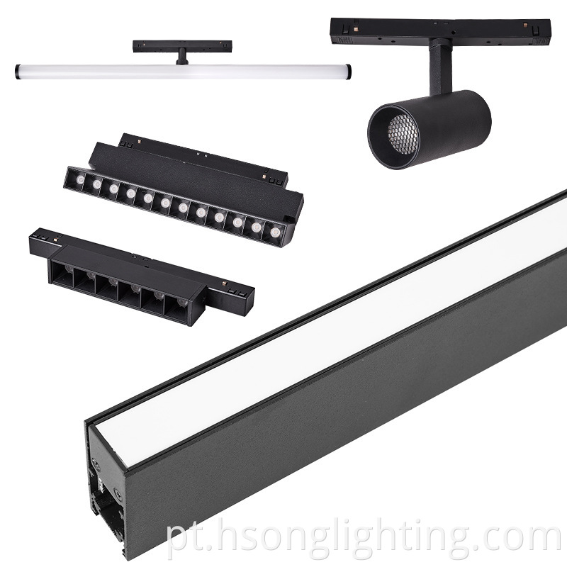 48V Linear Spotlight Superfície Retorneira Retorneira Luz Magnética LED LED Sistema de iluminação de trilha magnética LEV